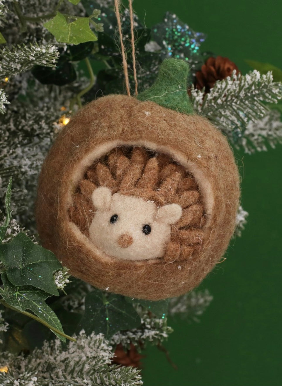 Felted Wool Hedgehog In Nutshell