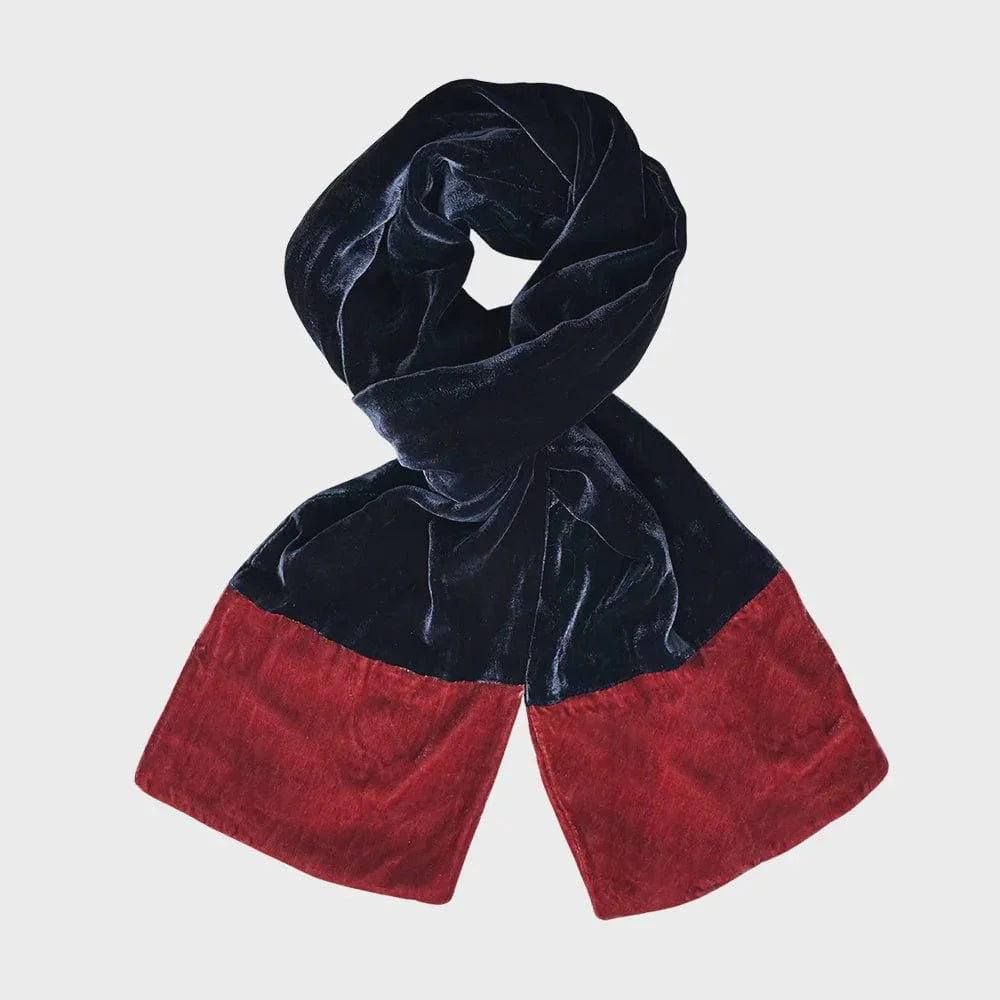 Velvet Scarf - Navy/Dusty Rose