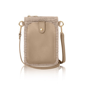 Straw & Leather Phone Bag