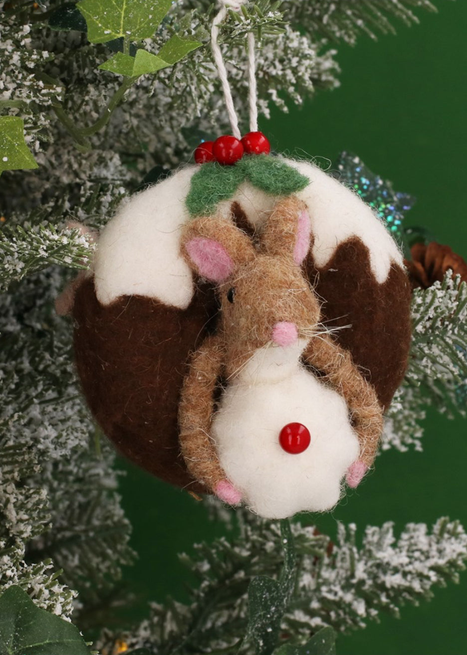 Felted Wool Mouse In Pudding