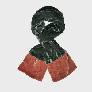 Velvet Scarf - Dark Sage/Tan