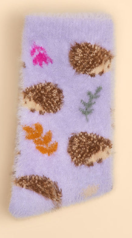 Fluffy Slipper Socks - Tiny Hedgehogs