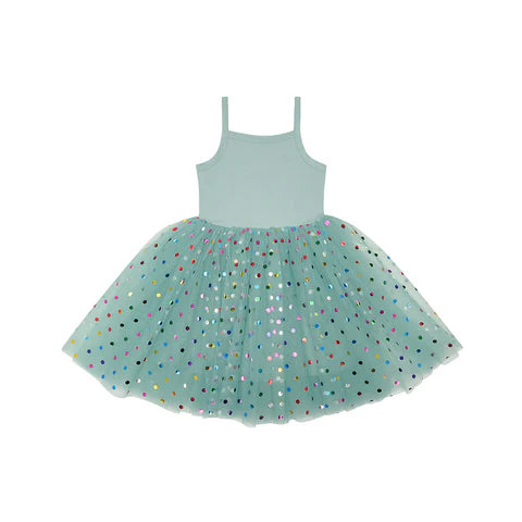 Turquoise Spot Dress - 4-6 Years