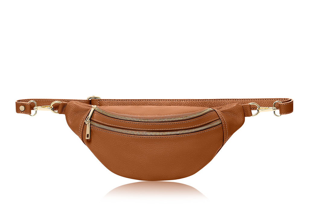 Leather Crossbody Purse - Dark Tan