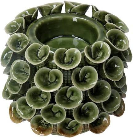 Green Earthenware Pixie Lichen Tealight Holder