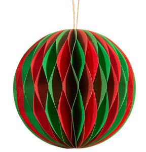 Red and Green Multi Colour Honeycomb Paper Hanging Decorations