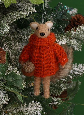 Felted Wool Squirrel In A Orange Jumper