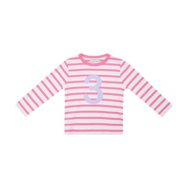 Hot Pink & White Breton Striped T-Shirt