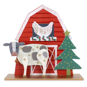 Wooden Red Barn With Farm Animal’s