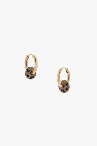 Jasper hoop earrings- Gold