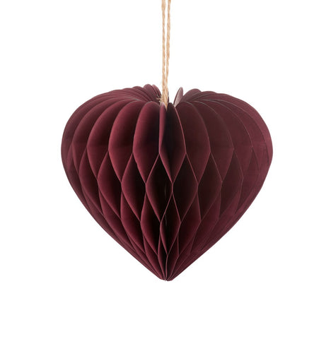 Deep Red Honeycomb Heart Paper Hanging Decoration