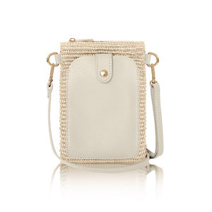 Straw & Leather Phone Bag