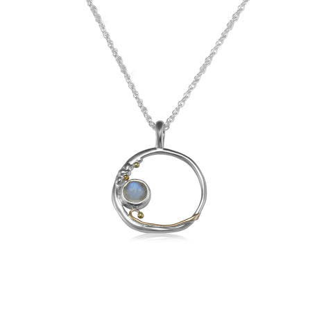 Moonstone Sterling Silver Circle Pendant