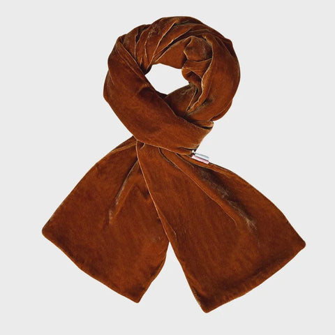 Plain Velvet Scarf - Rust