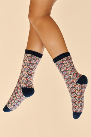 Cosy Fair Isle Socks - Cream