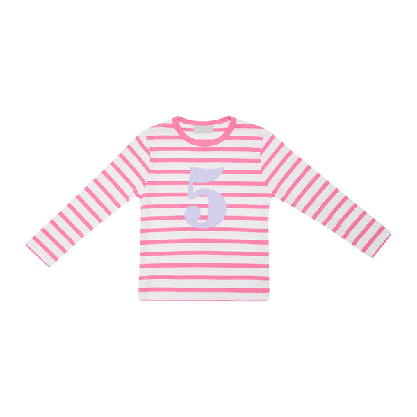 Hot Pink & White Breton Striped T-Shirt