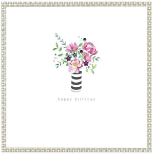 Happy Birthday - Striped Vase