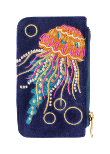 Powder Embroidered Card Holder - Jellyfish