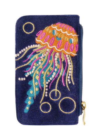 Powder Embroidered Card Holder - Jellyfish