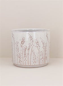 Rustic White Lavender Stoneware Pot Cover - Medium