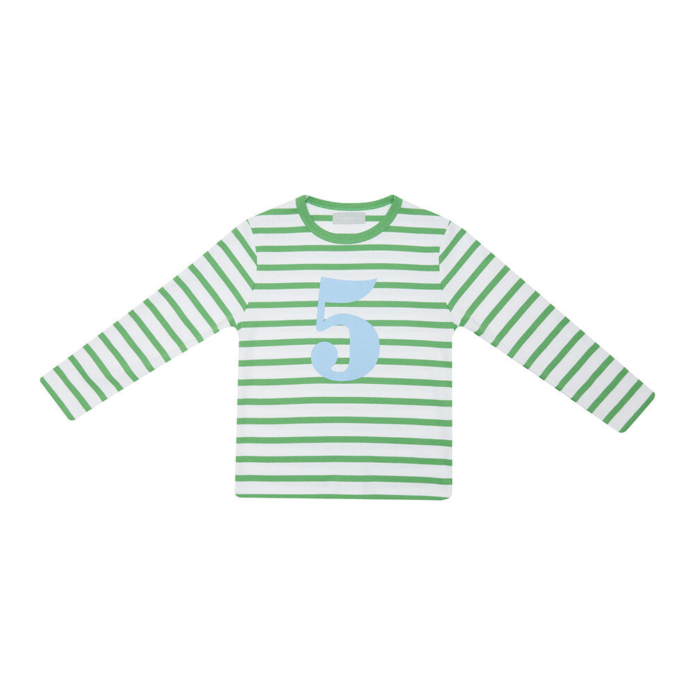 Grass Green & White Breton Striped T-Shirt