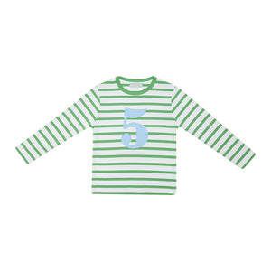 Grass Green & White Breton Striped T-Shirt