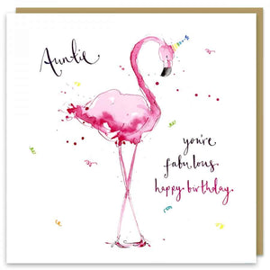 Auntie Flamingo Birthday Card