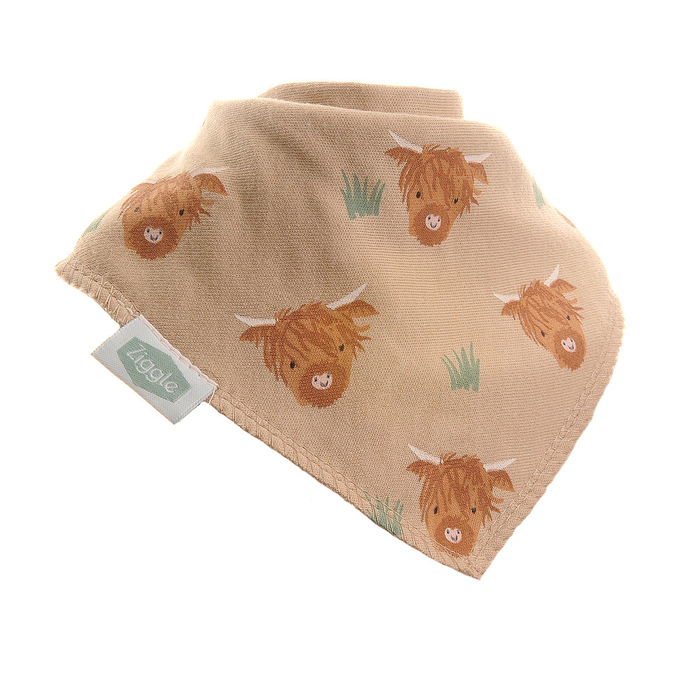 Fun absorbent baby bandana - Highland Cow Print