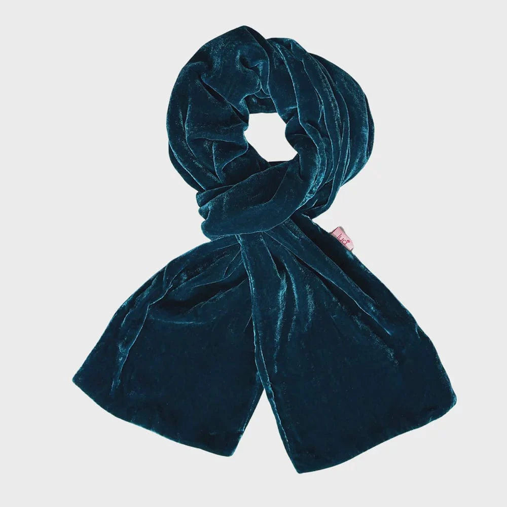 Plain Velvet Scarf - Peacock