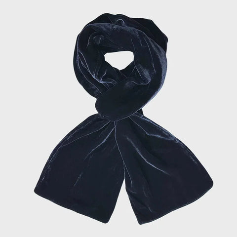 Plain Velvet Scarf - Navy