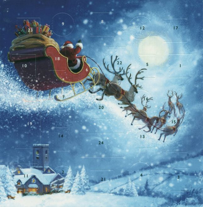 Advent Card - Santa Over Village