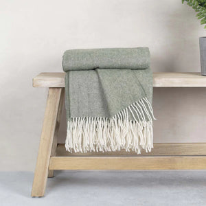 Pure New Wool Throw - Olive