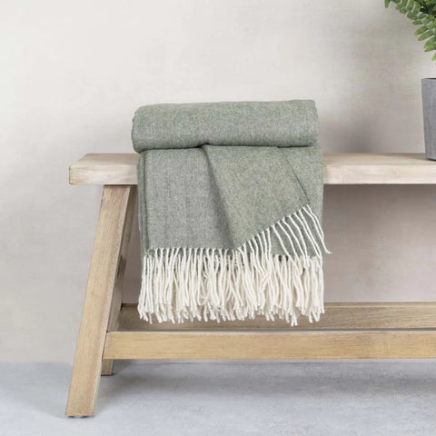 Pure New Wool Throw - Olive