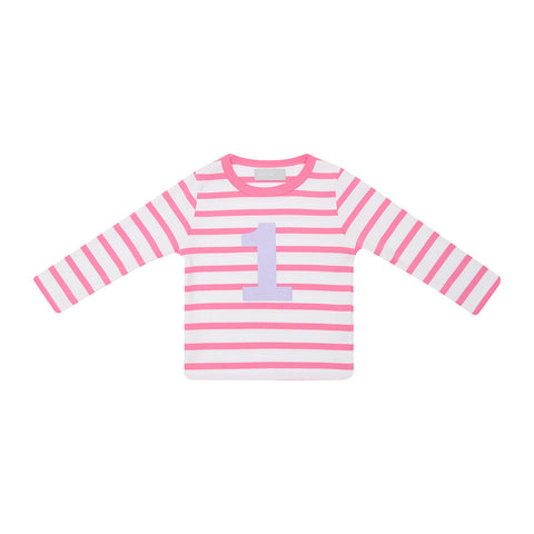 Hot Pink & White Breton Striped T-Shirt