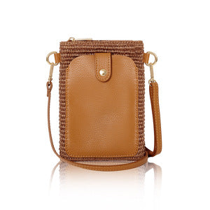 Straw & Leather Phone Bag