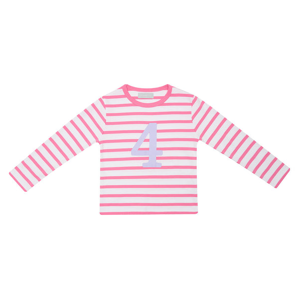 Hot Pink & White Breton Striped T-Shirt