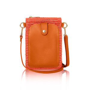 Straw & Leather Phone Bag