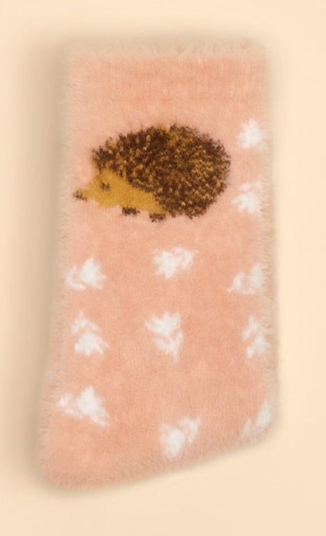 Fluffy Slipper Socks - Happy Hedgehogs