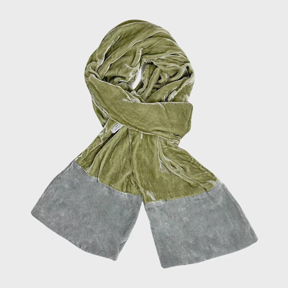 Velvet Scarf - Sage Green/Silver