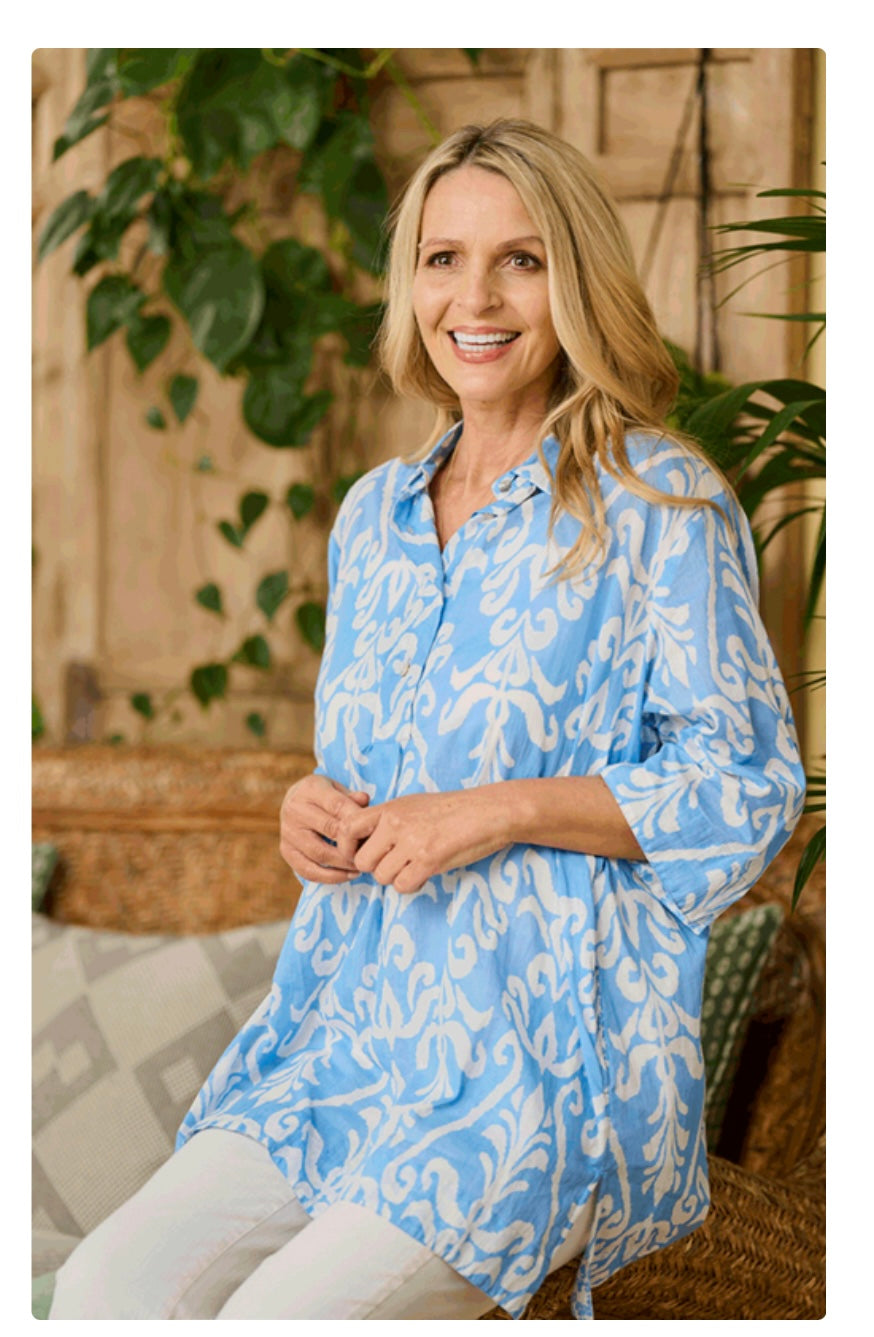 Maya Cotton Tunic - Blue