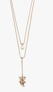 Jolene Crystal and Pearl Necklace By Pilgrim - Rose Gold Plated