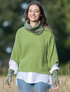 Cashmere Blend Boat Neck Tunic - Verdant Green