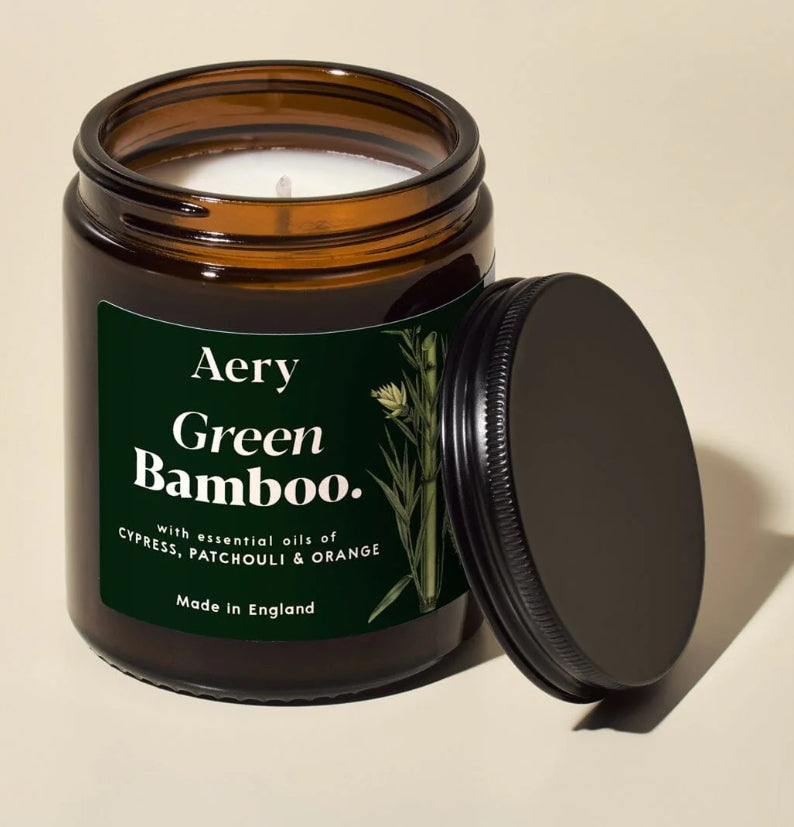 Green Bamboo Scented Jar Candle - Cypress, Patchouli and Orange