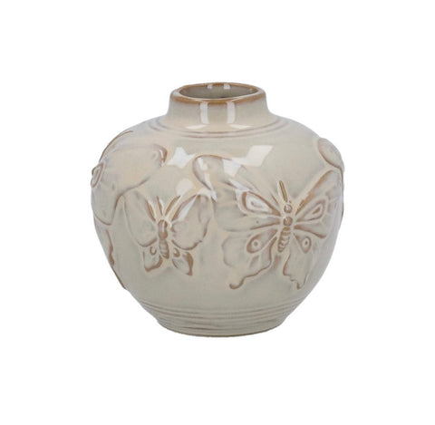 Taupe Porcelain Butterfly Bud Vase