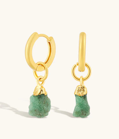 Mohica raw emerald hoops