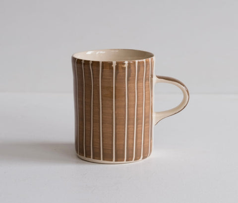 Musango Demi Mug - Sgrafitto Stripe Latte