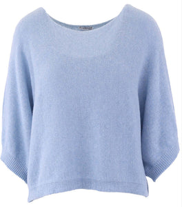 Cashmere Blend Boat Neck Tunic - Ice Blue