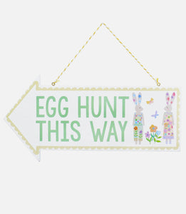 Pastel Flowers Bunny Wood Egg Hunt Arrow