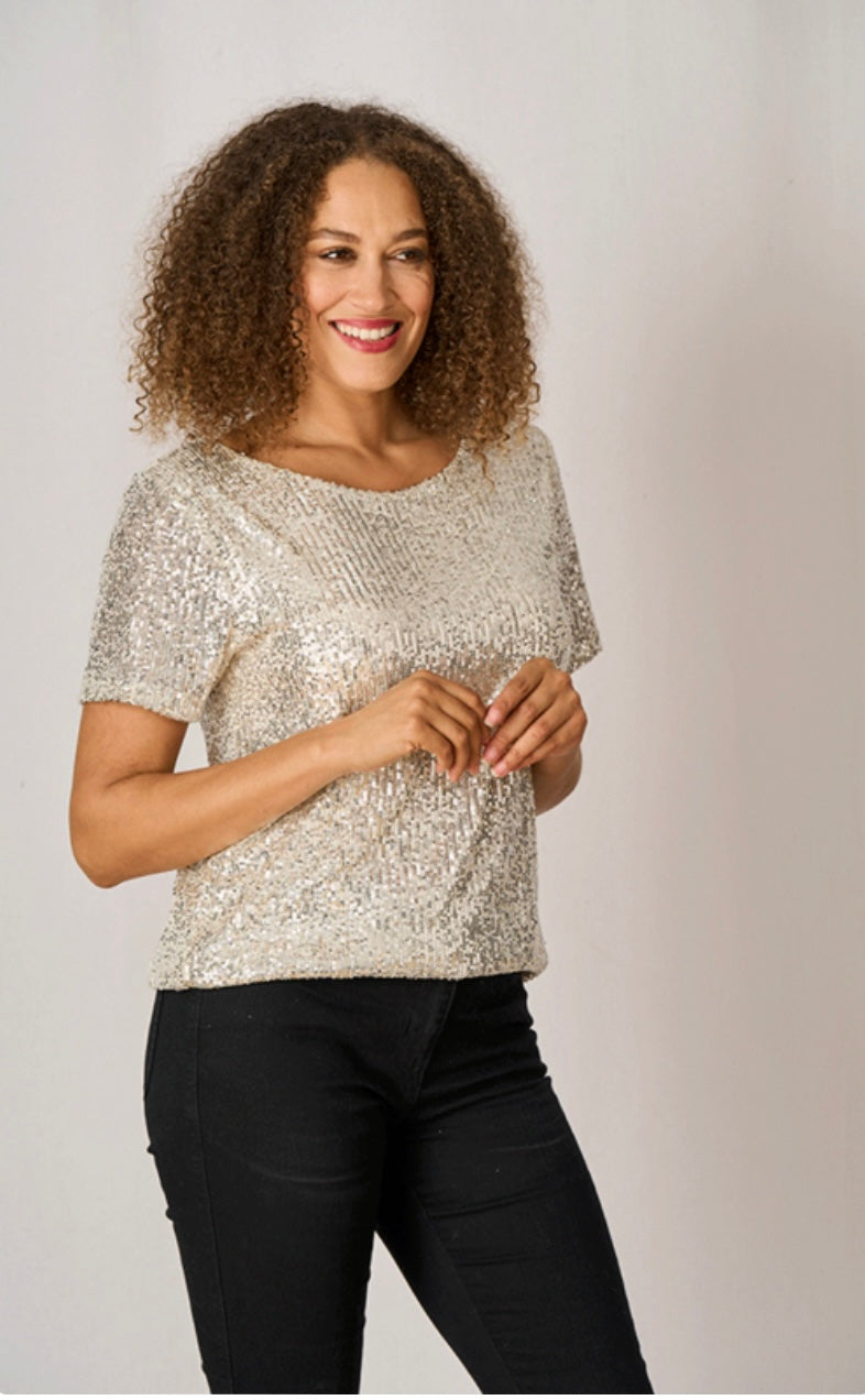 Full Sequin T-Shirt - Champagne