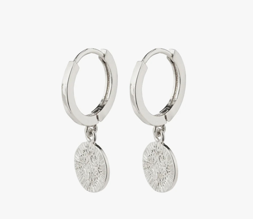 Nomad coin huggie hoop earrings - Silver plated